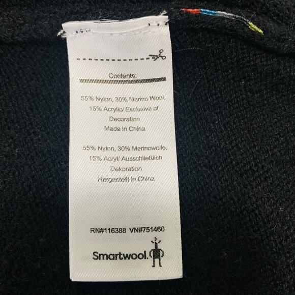 SMARTWOOL Dacono Ski Full Zip Sweater XS Black Grey Stripe Merino Wool Blend EUC - Picture 7 of 9